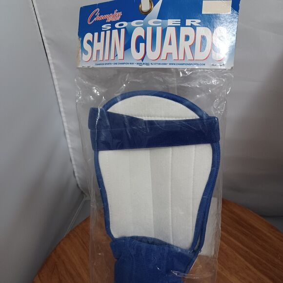 Champion Sports Soccer Shin Guards Size Adult Blue and White - Picture 4 of 8